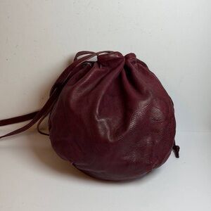 Vintage Loewe Anagram Burgundy Napa Leather Drawstring Shoulder Bag